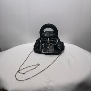 Rhinestone Bow Black Handbag Crossbody Bag